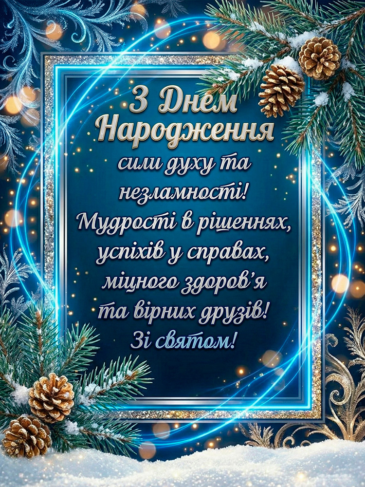 Чоловіче зимове вітання з днем народження