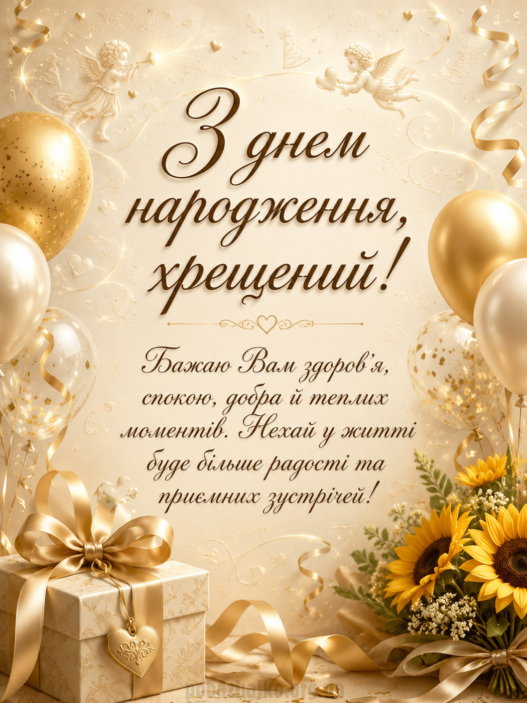 Стильна тепла листівка хрещеному батьку з днем народження