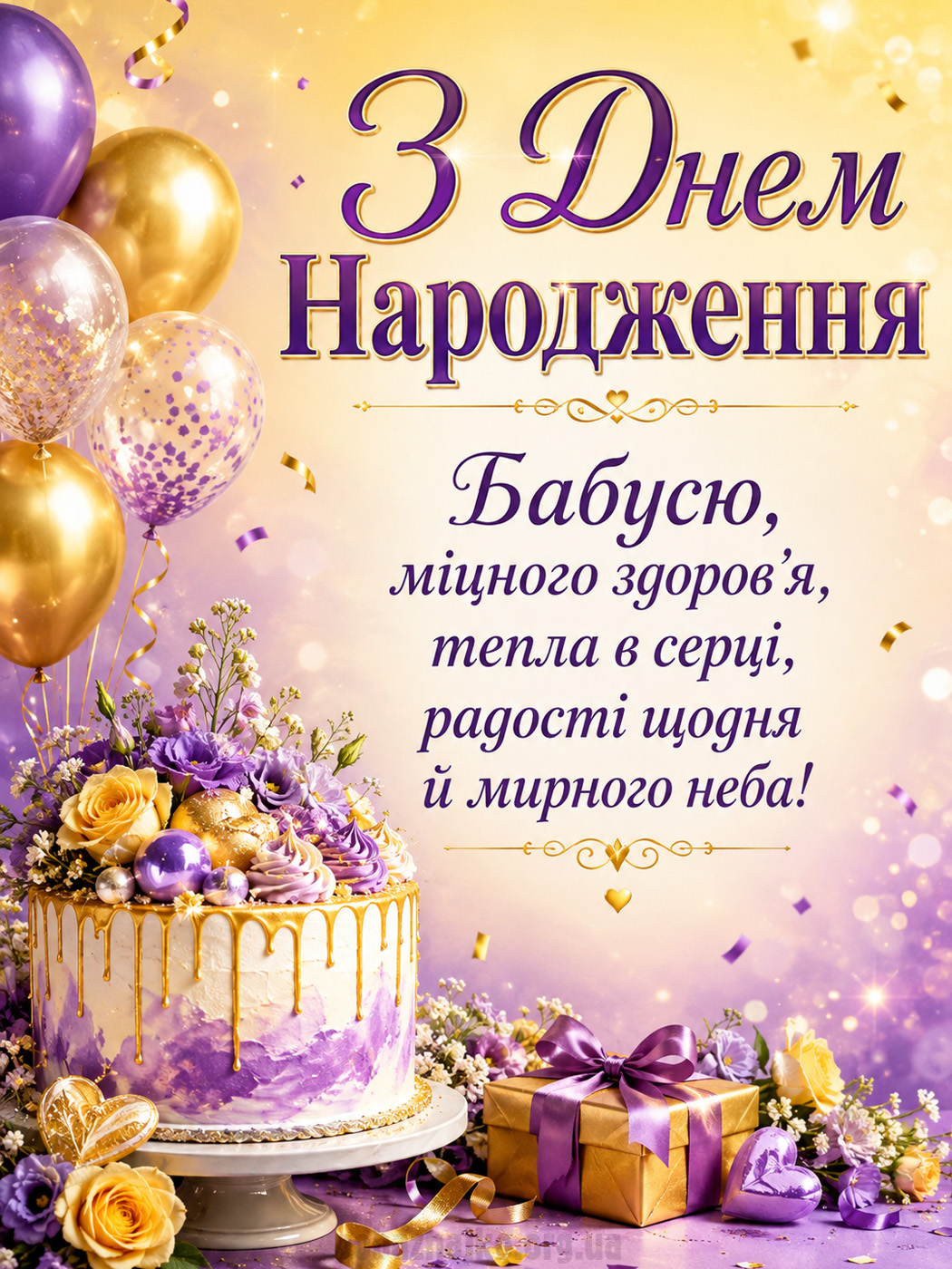 Урочиста листівка з Днем народження бабусі