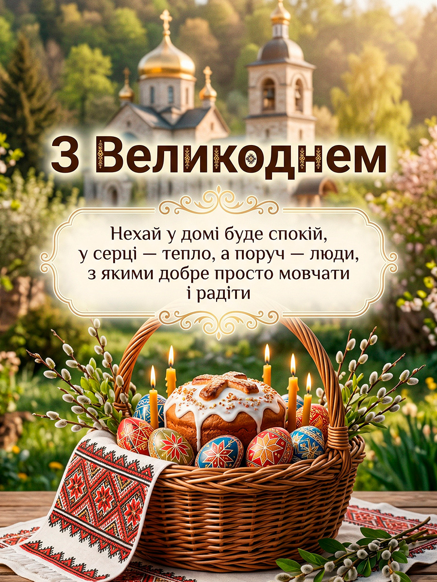 затишне привітання з великоднем