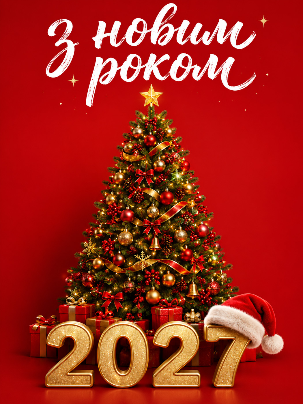 Стильна листівка 2027 в червоній студії
