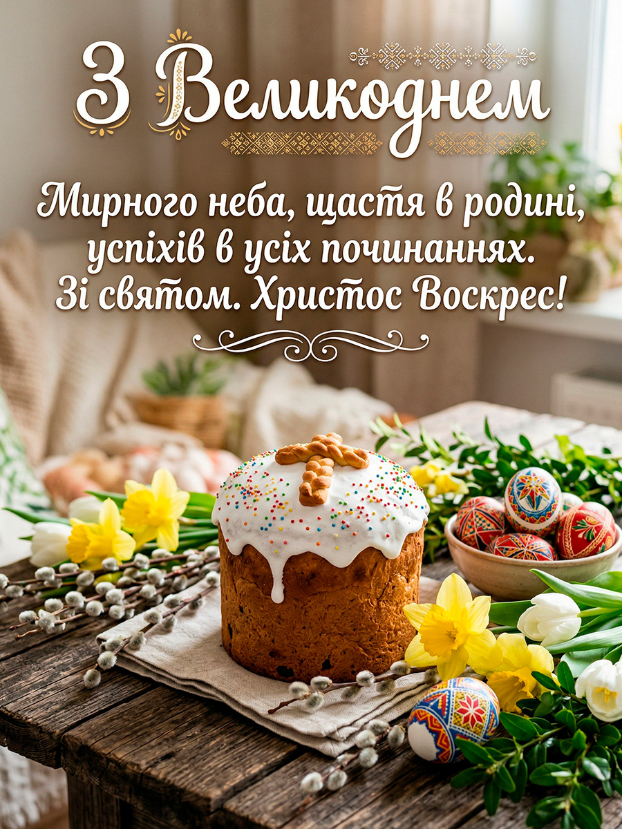 з великоднем, мирного неба побажання