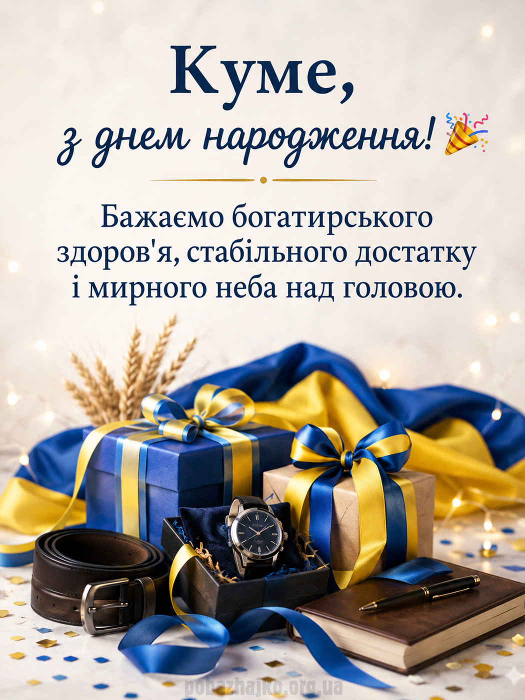 Світла патріотична картинка куму з Днем народження