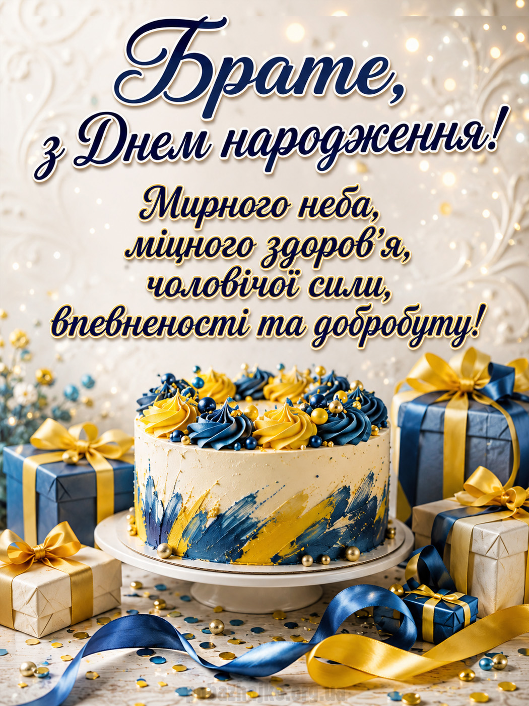Патріотична картинка брату з Днем народження — мирного неба