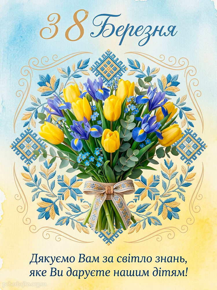 патріотична листівка вчительці на 8 березня