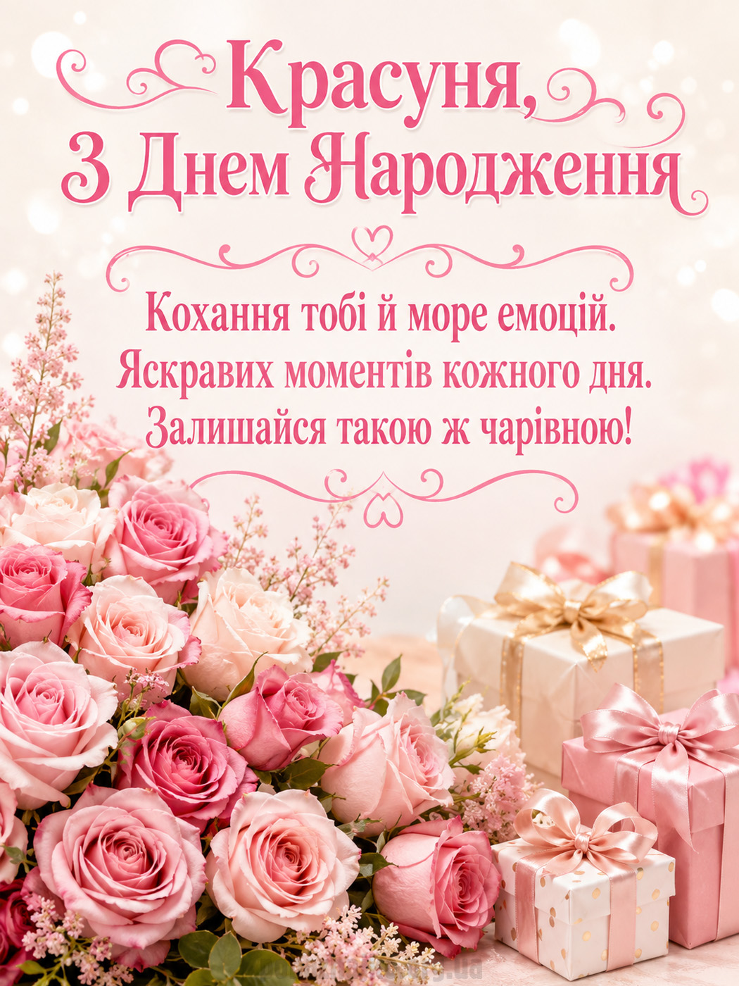 Ніжна святкова листівка дівчині з Днем народження