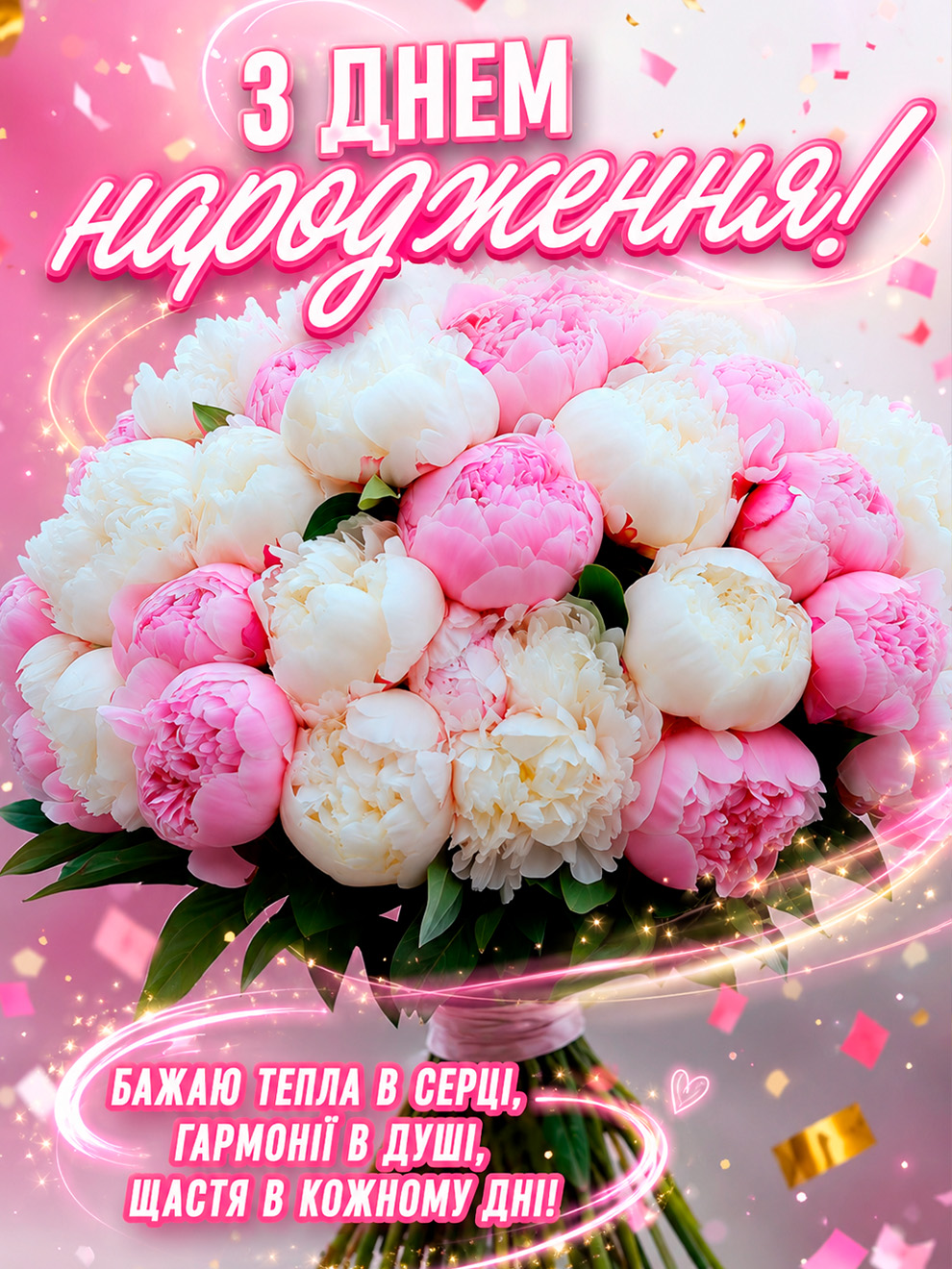жіночна ніжна листівка для дівчини з днем народження