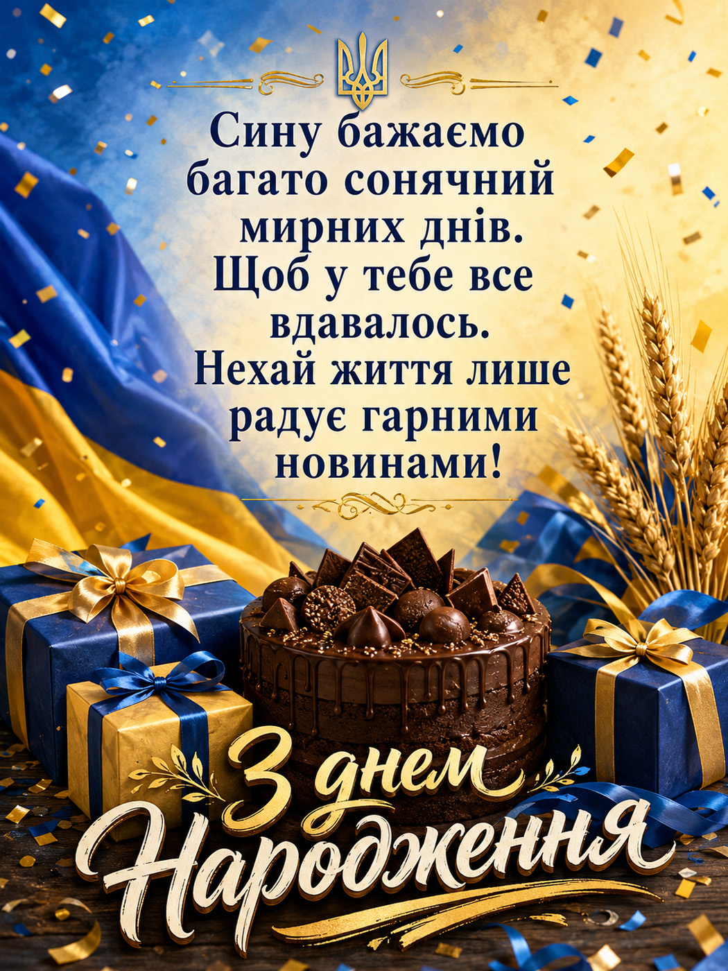 Патріотична листівка зятю з Днем народження — мирного неба