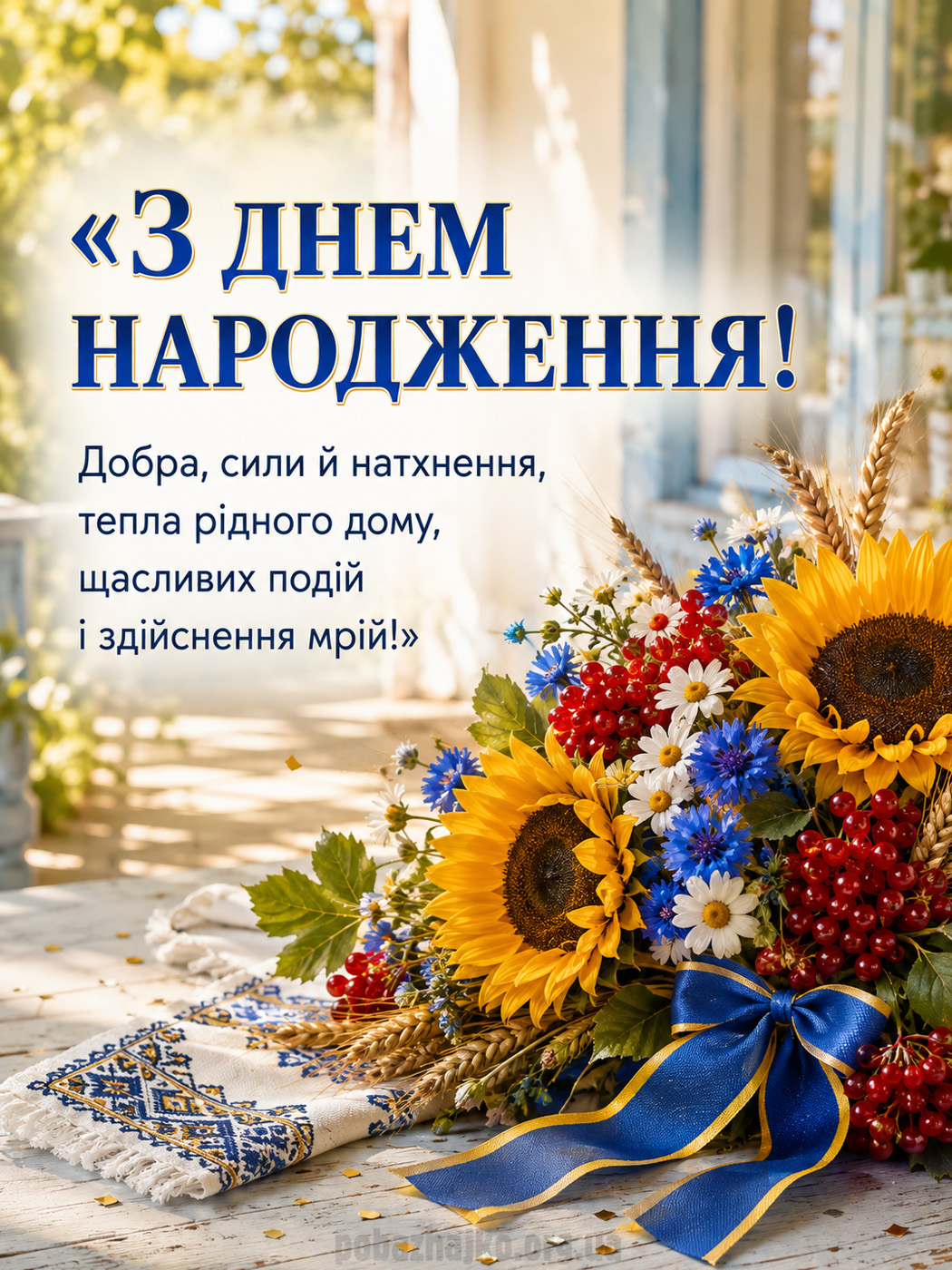 Урочиста патріотична листівка з днем народження