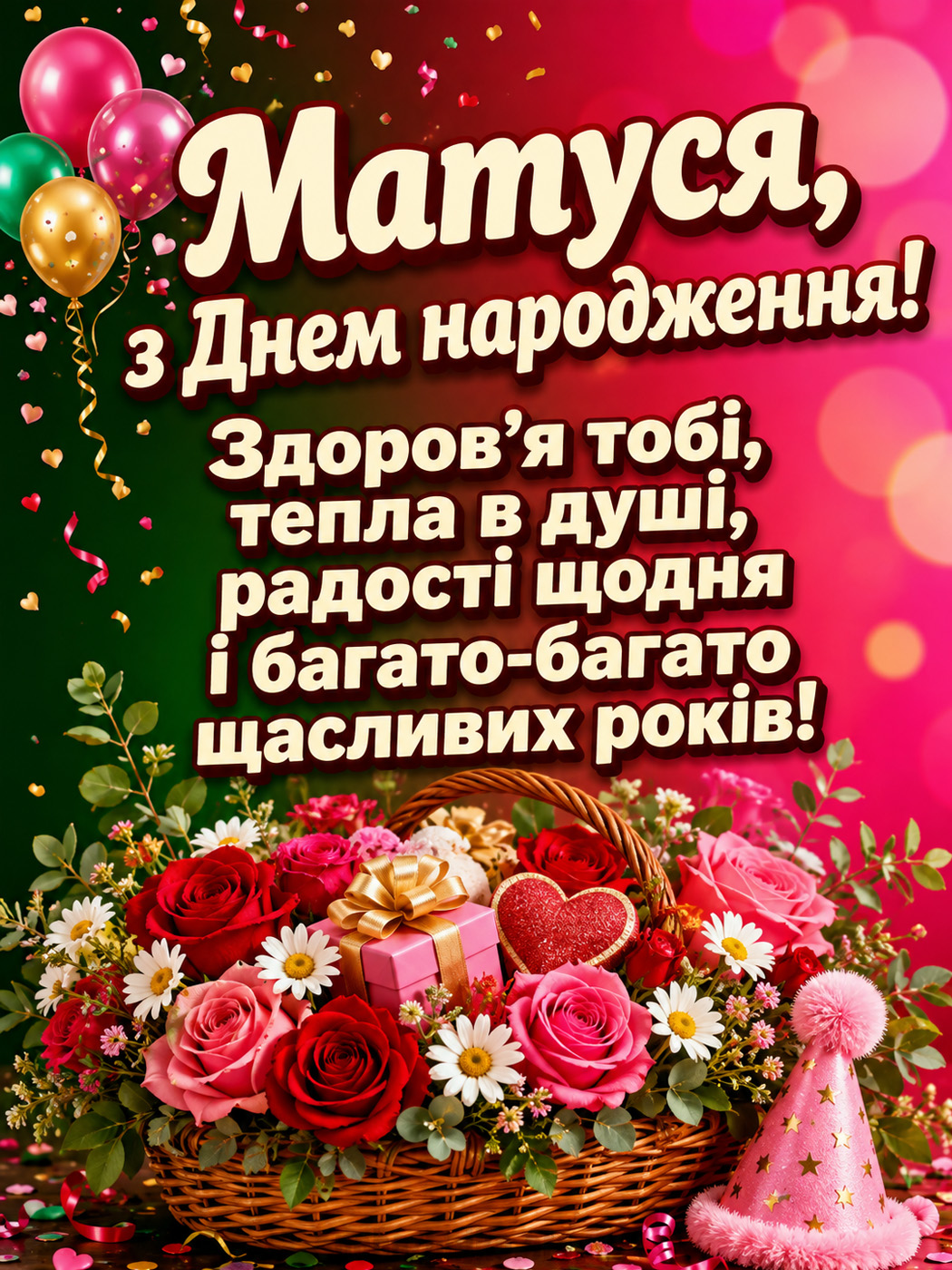 Тепле привітання матусі з Днем народження