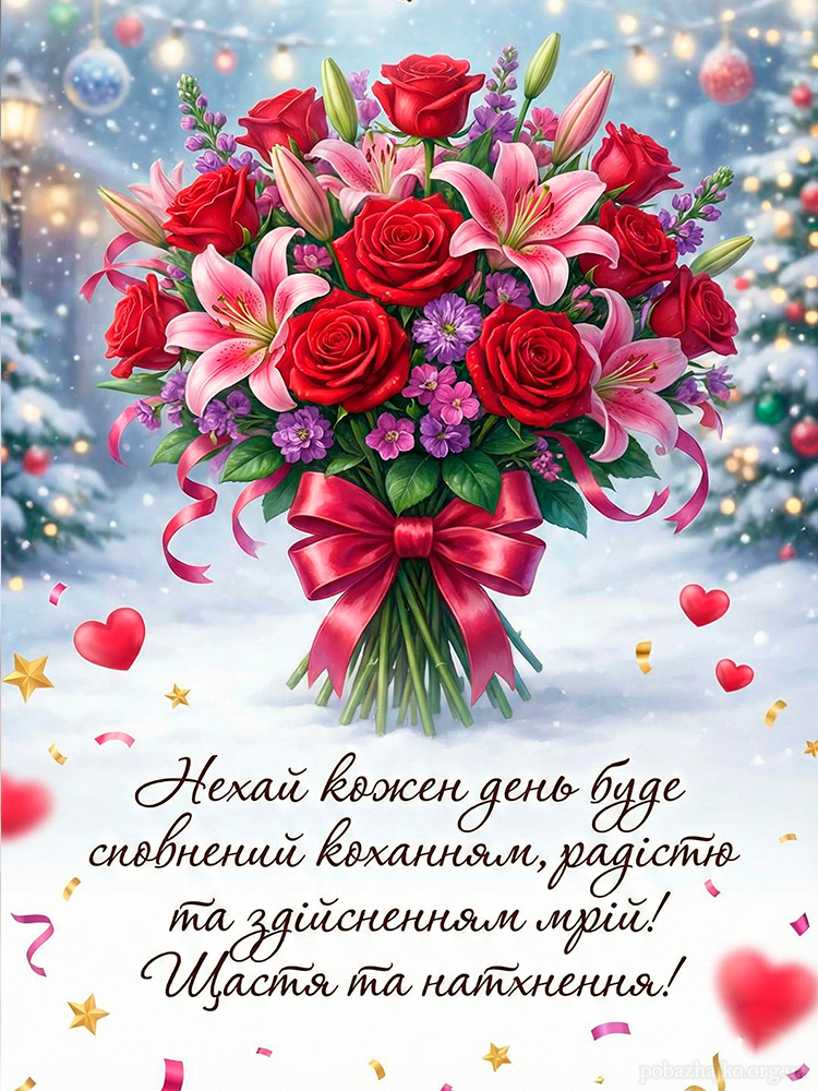 квіти і побажання для чудової жінки