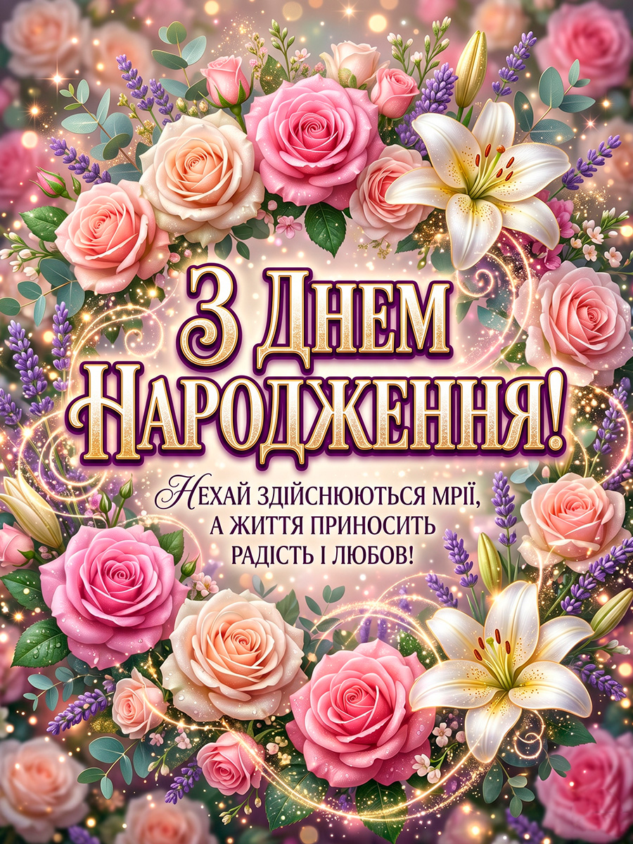 жінці квіткова листівка з днем народження