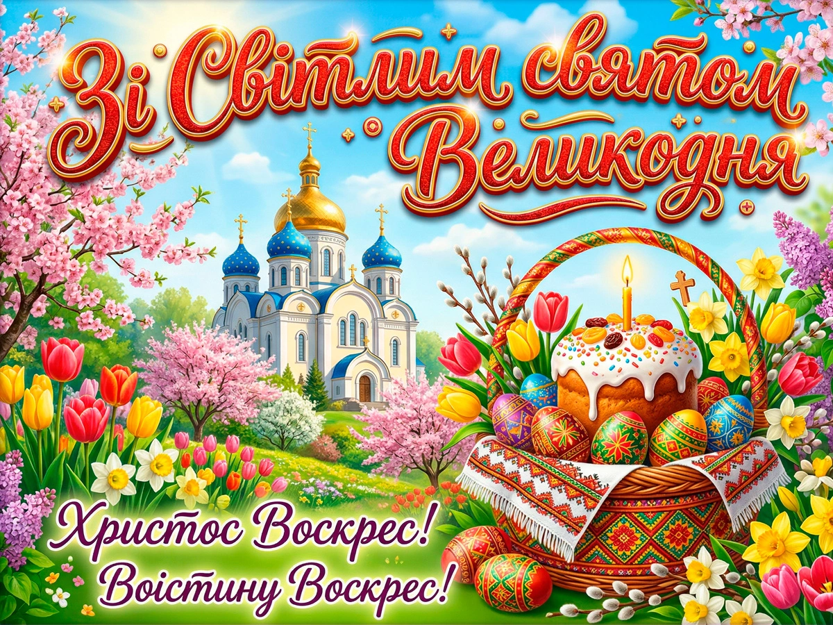 З великодніми святами листівка