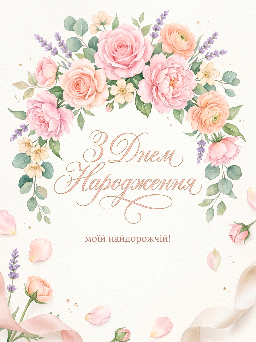 Ніжне привітання жінці з днем народження